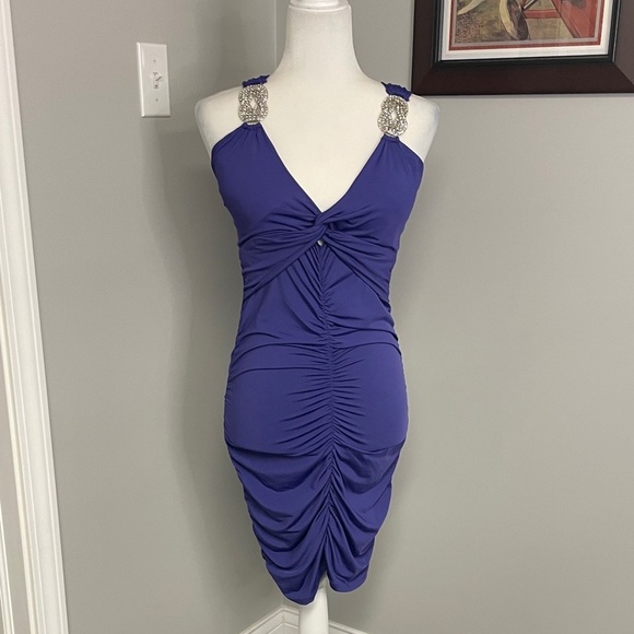 Frederick’s of Hollywood | purple form fitted medium sexy bodycon Sparkle ruched - Picture 1 of 6